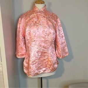 Vintage Pink Floral Chinese Traditional Top